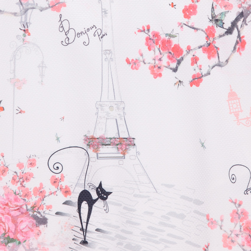 Robe sans manches avec sublimation Tour Eiffel et fleurs 