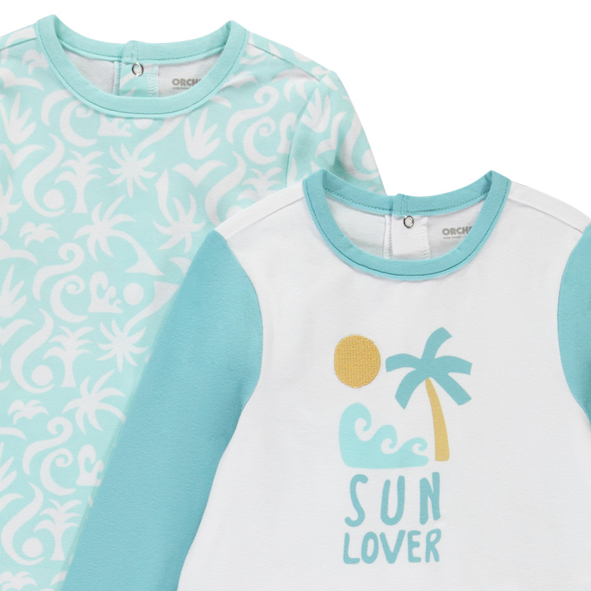 Lot de 2 dors-bien motifs vacances pour bébé garçon avec ouvertures différentes selon l'âge 