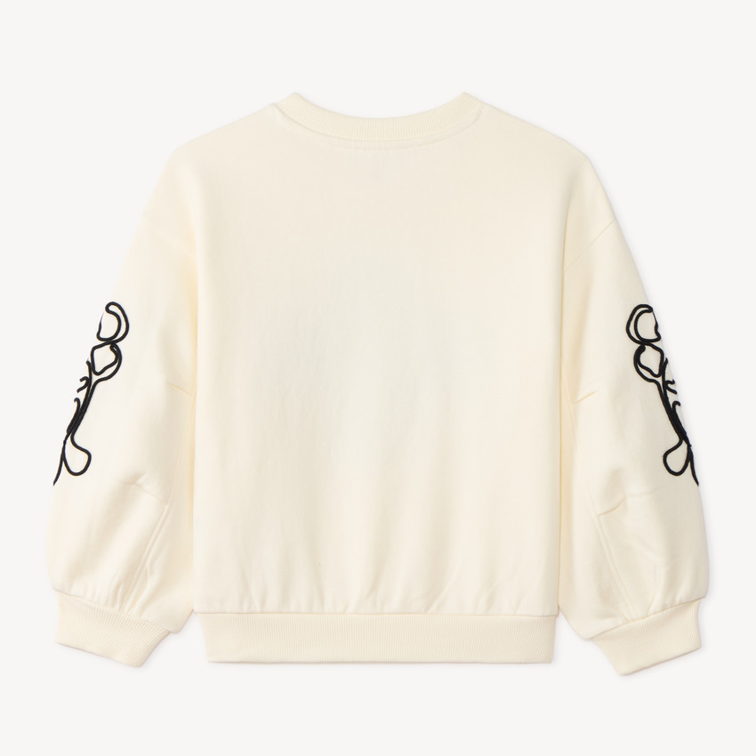 Sweat fille en molleton avec fleurs en cording 