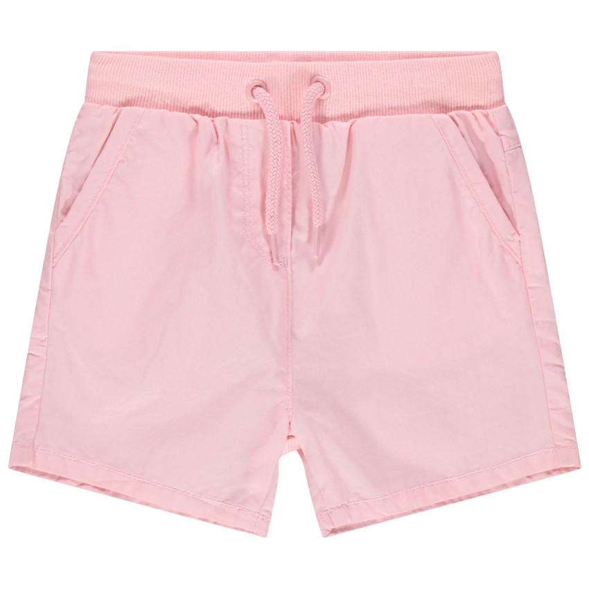 Short uni en toile à taille élastiquée   