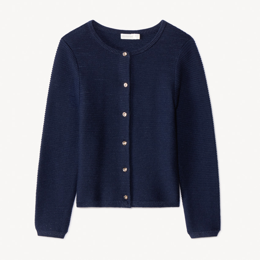 Gilet manches longues en tricot uni pour fille  