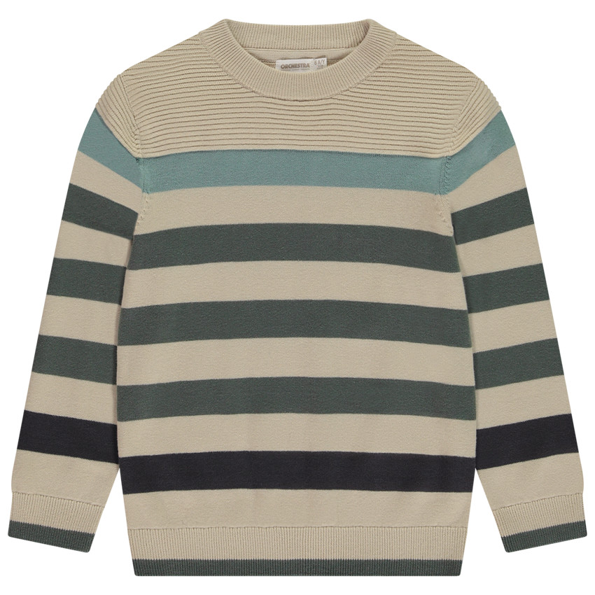 Pull en tricot fantaisie rayé pour garçon 