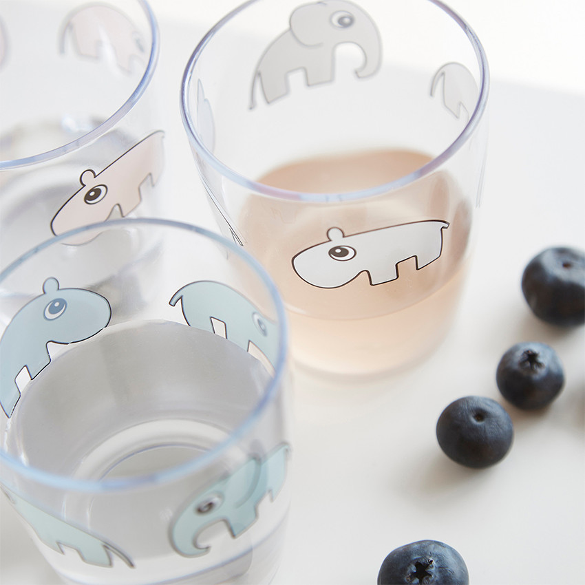 Verre en acrylique motif éléphants Yummy - Transparent  