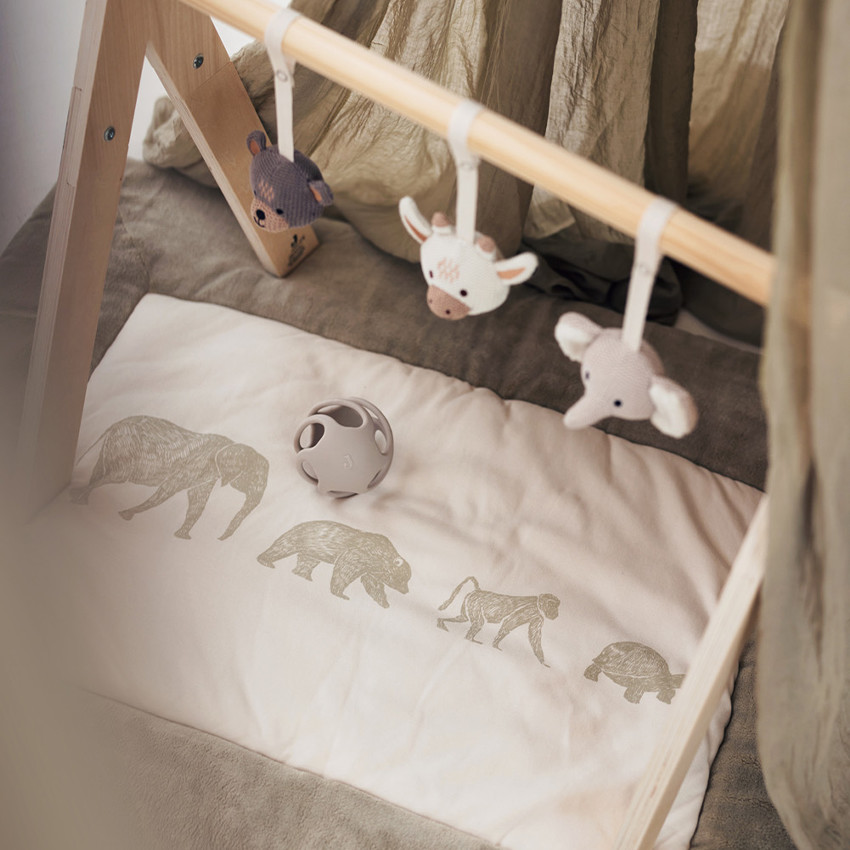 Tapis de jeu réversible 75 x 95 cm Animals olive green 