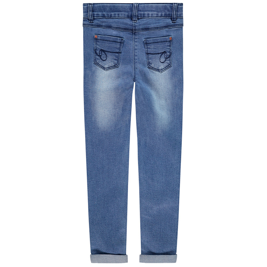 Jean effet délavé coupe slim à coeurs pour enfant fille 