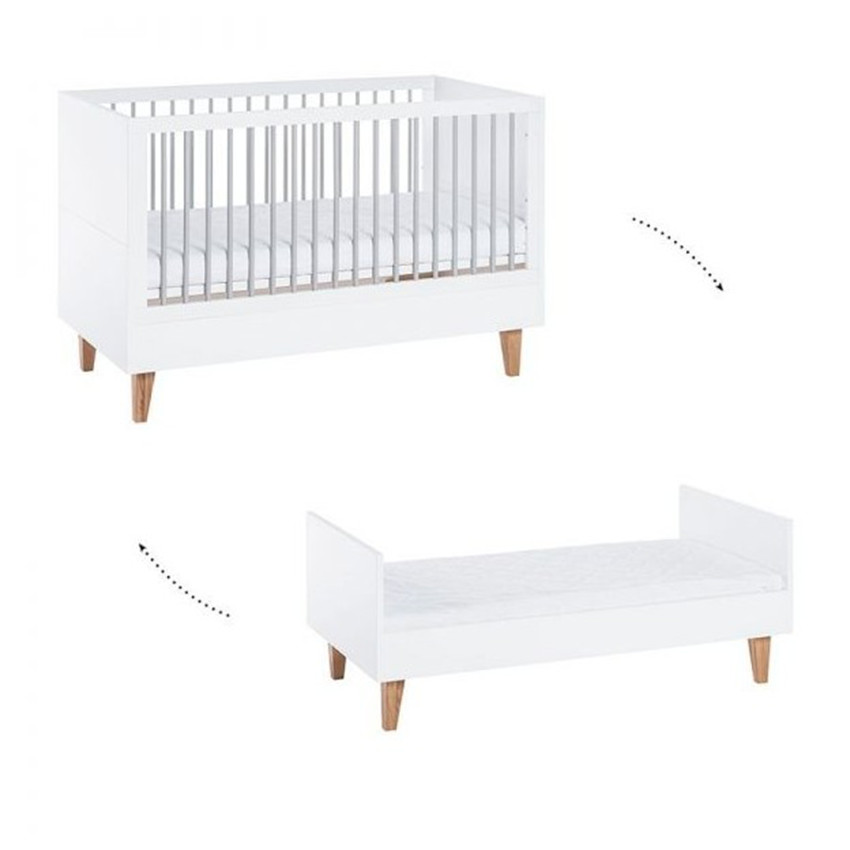 Lit Concept 70 x 140 cm - Blanc / Gris 