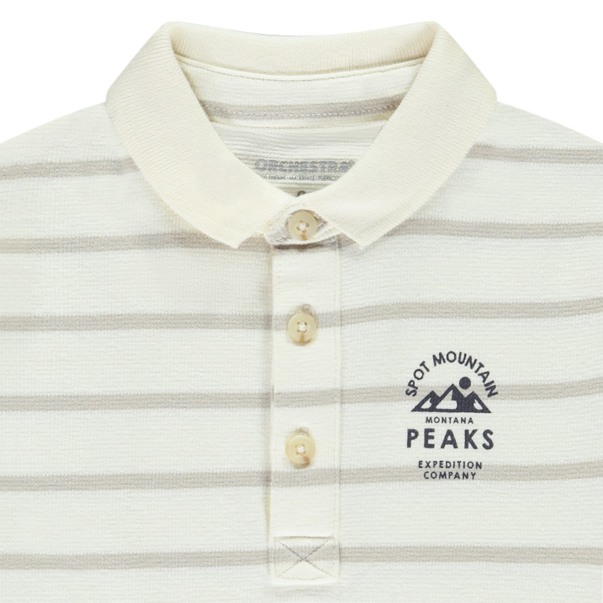 Polo manches longues rayé à prints pour garçon 