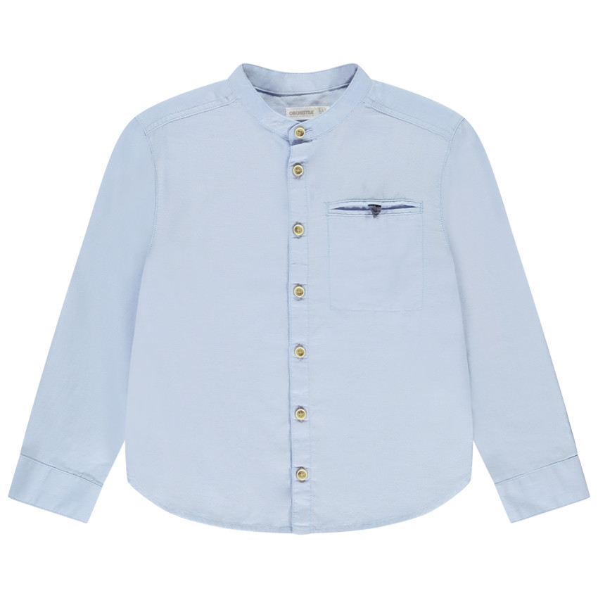 Chemise manches longues unie à col mao garçon