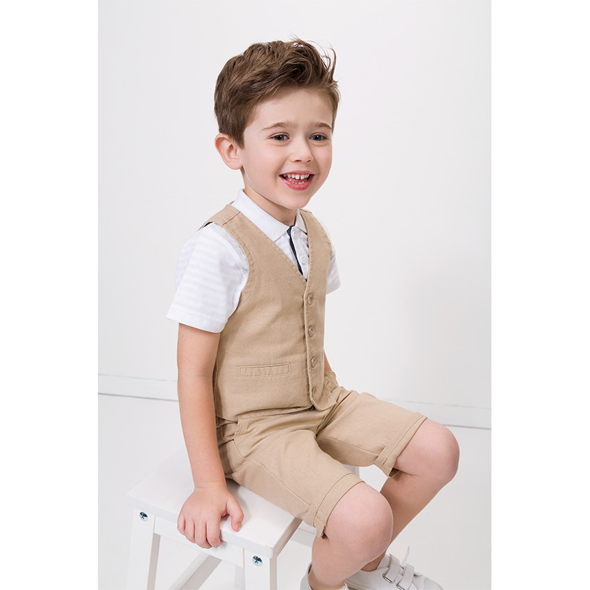 Bermuda uni en coton et lin 