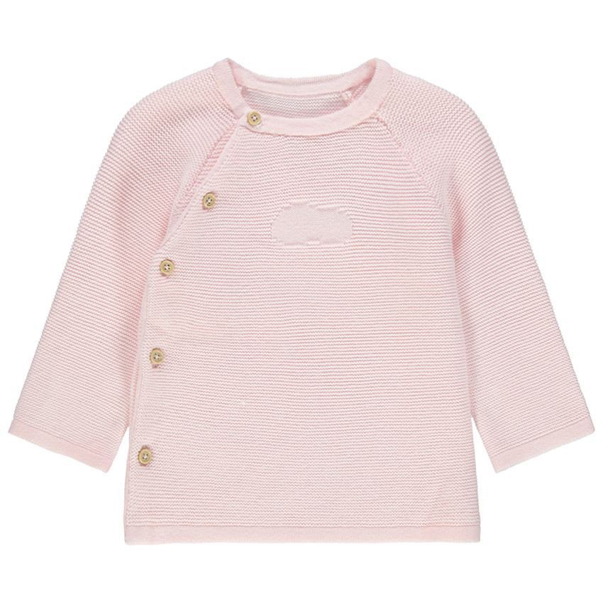 Gilet en coton bio maille épaisse boutonné