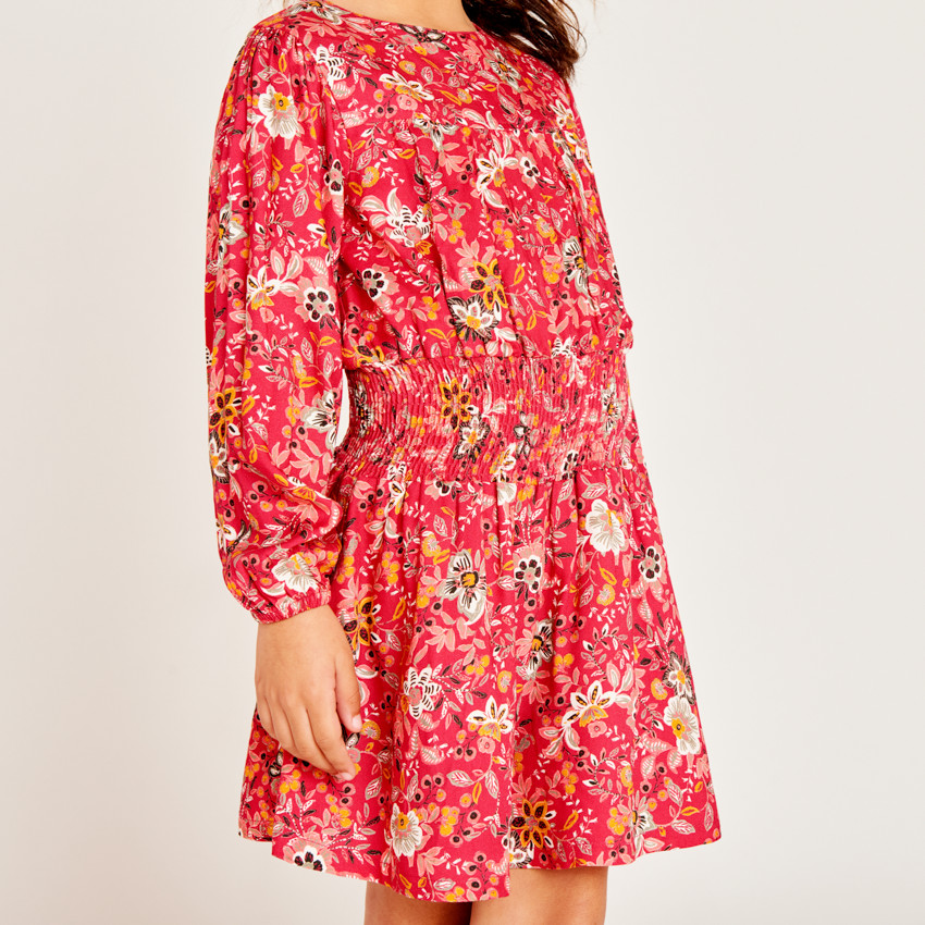Robe manches longues imprimé fleuri pour fille 