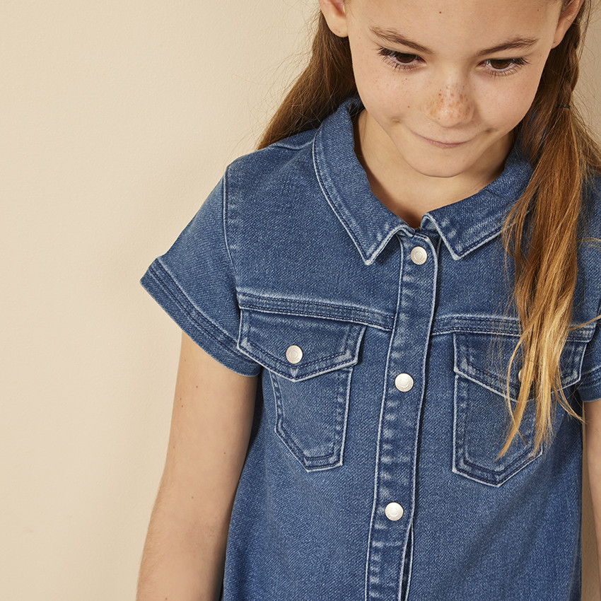 Robe chemise manches courtes effet jean pour fille Orchestra