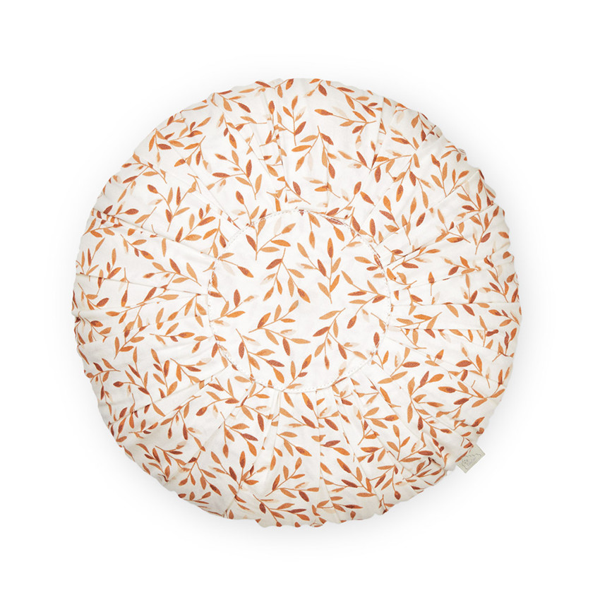 CAM CAM - Coussin décoratif rond - Caramel Leaves - Blanc