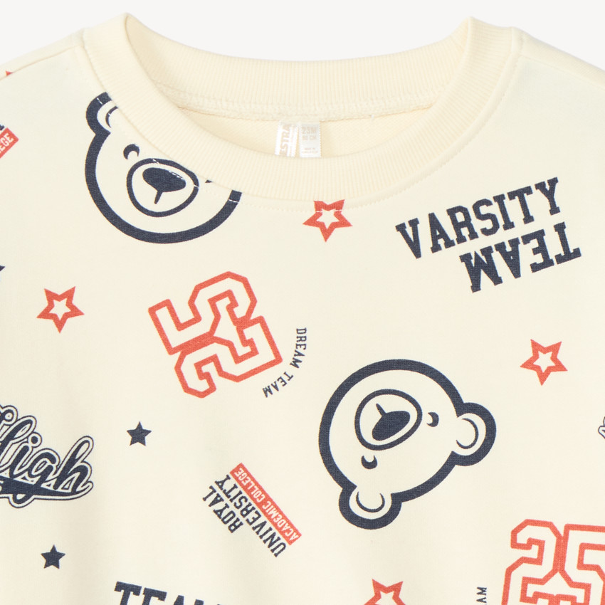 Sweat en molleton demi oversize bébé garçon imprimé fantaisie 