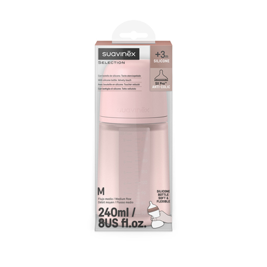 Biberon en silicone Colour Essence 240 ml rose clair 