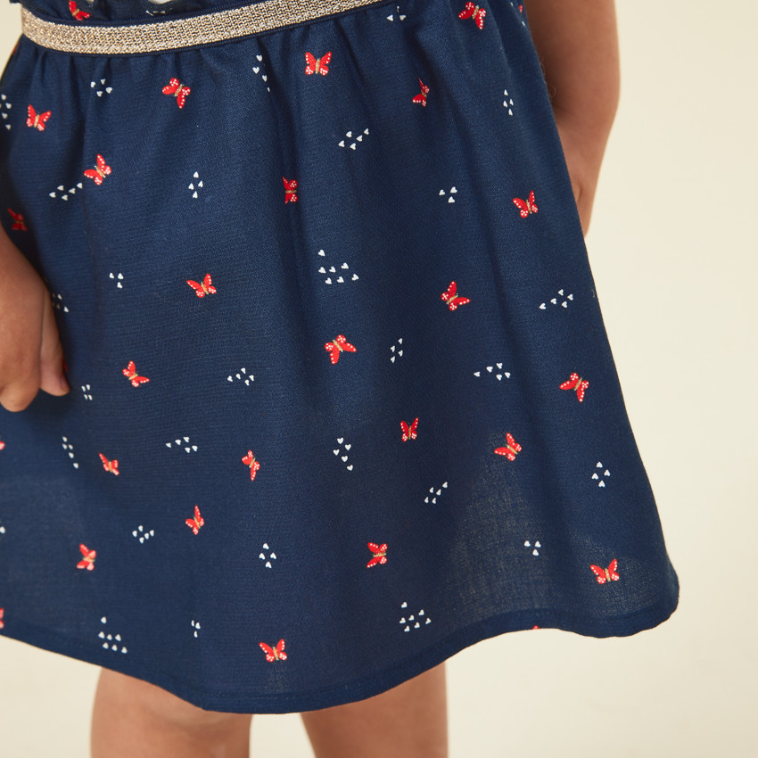 Robe manches courtes effet 2 en 1 motifs papillons pour bébé fille 