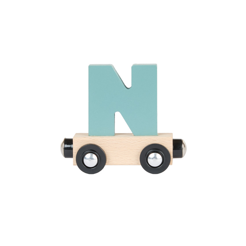 Lettre "N" wagon en bois - vert 