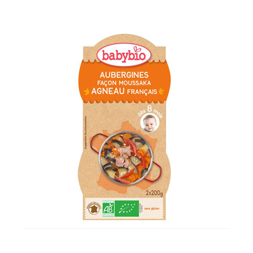 Bols d'Aubergine façon Moussaka et Agneau 2x200g Main Bols d'Aubergine façon Moussaka et Agneau 2x200g