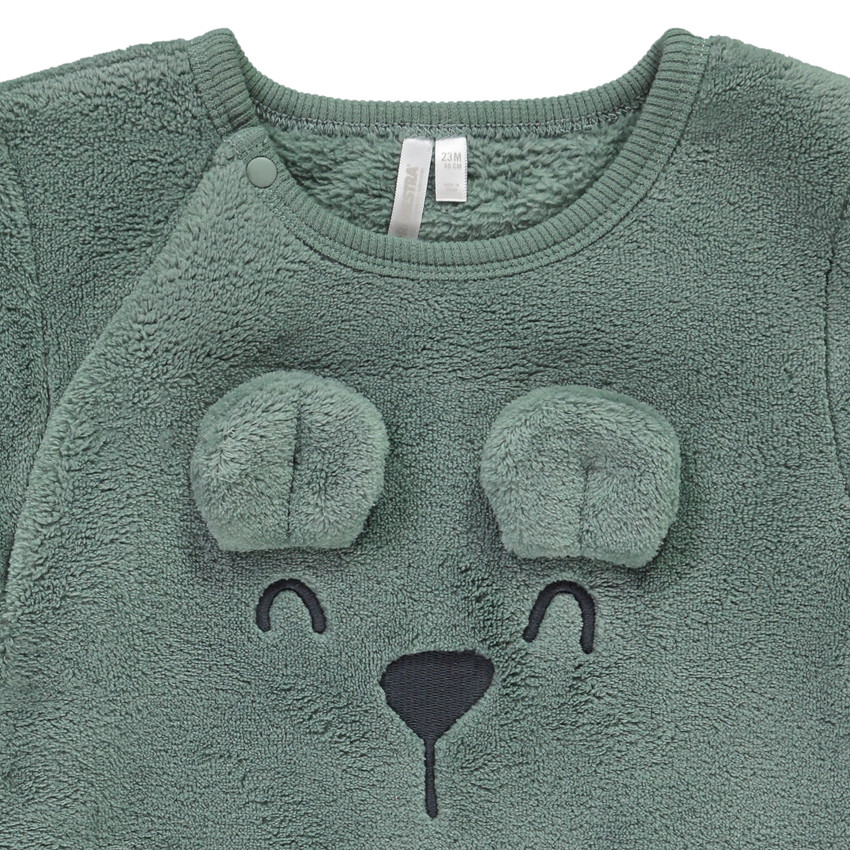 Surpyjama uni en sherpa avec ourson ludique pour bébé  