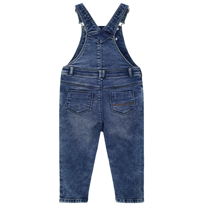 Salopette longue effet used à poche et message 