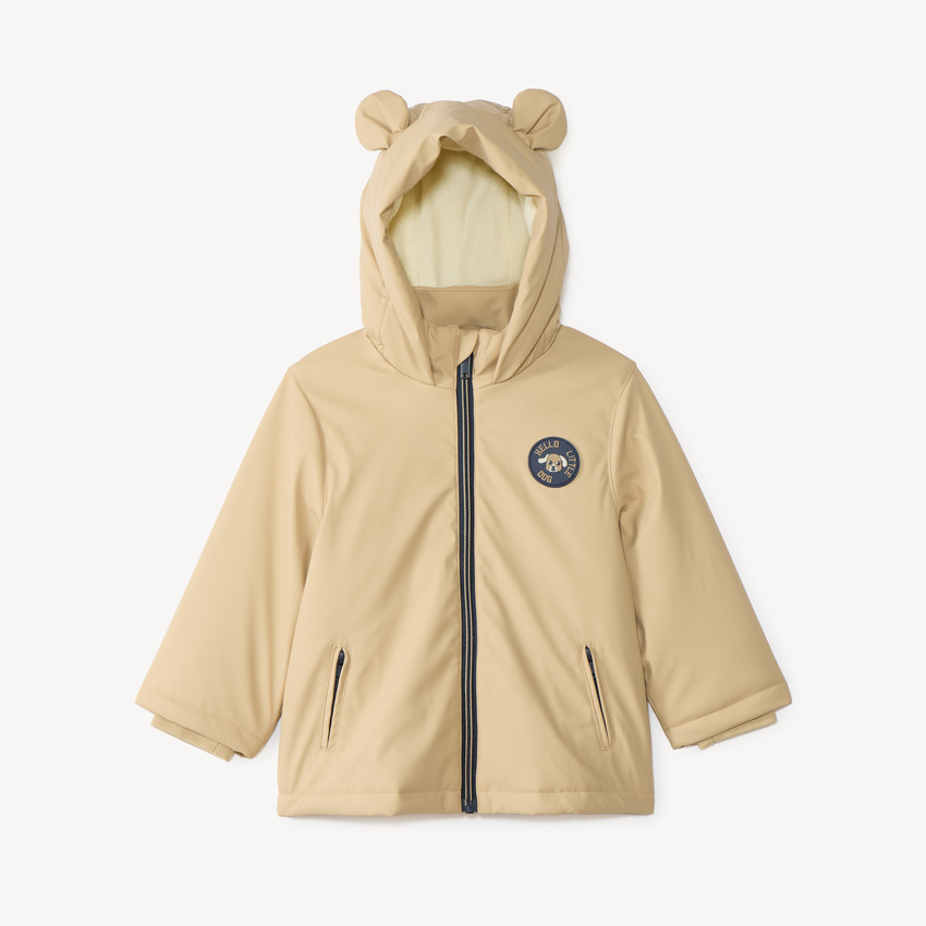 Parka gomme bébé garçon doublée micropolaire à capuche à oreilles 