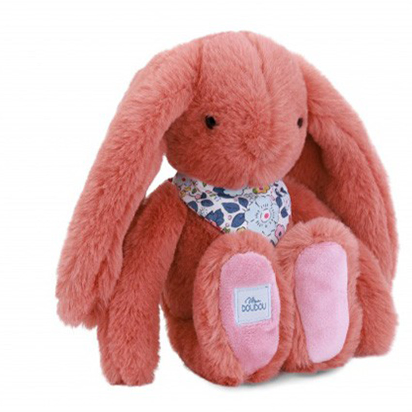 Peluche Lapin Fleurette 25cm Terracotta