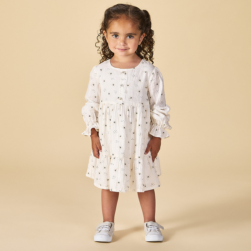 Robe manches longues en gaze imprimée pour bébé fille 