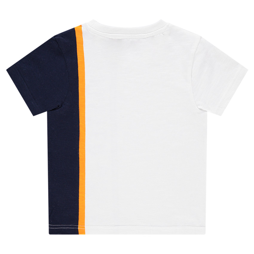Tee-shirt manches courtes avec bandes contrastées et inscription 