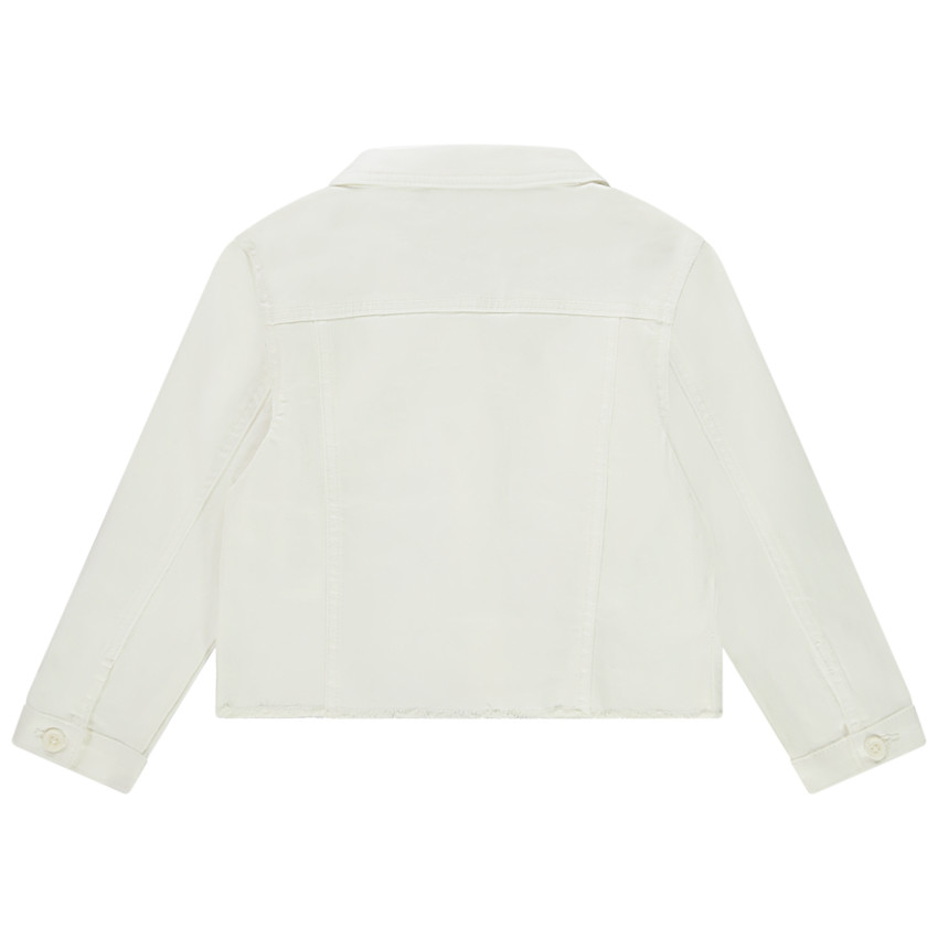 Veste en jean style worker finition raw cut pour fille 