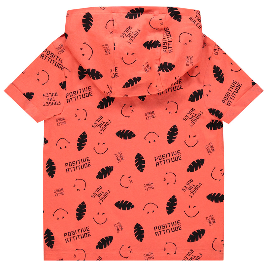T-shirt manches courtes à capuche imprimé SmileyWorld pour enfant garçon 