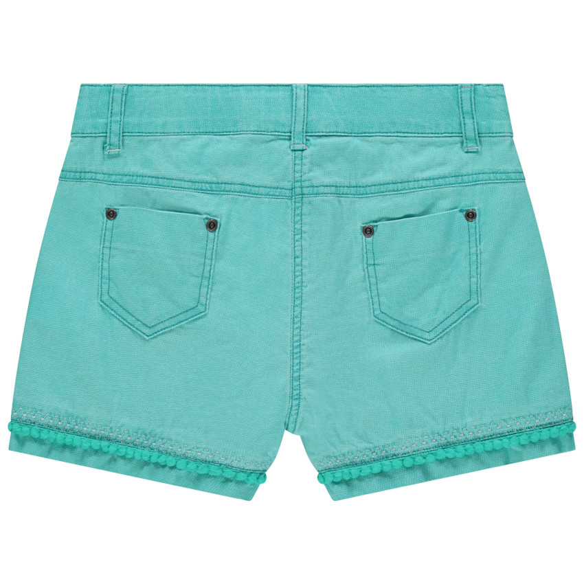 Short en toile à petits pompons en finition 