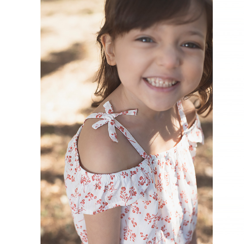 Top court à bretelles à fleurs pour fille 