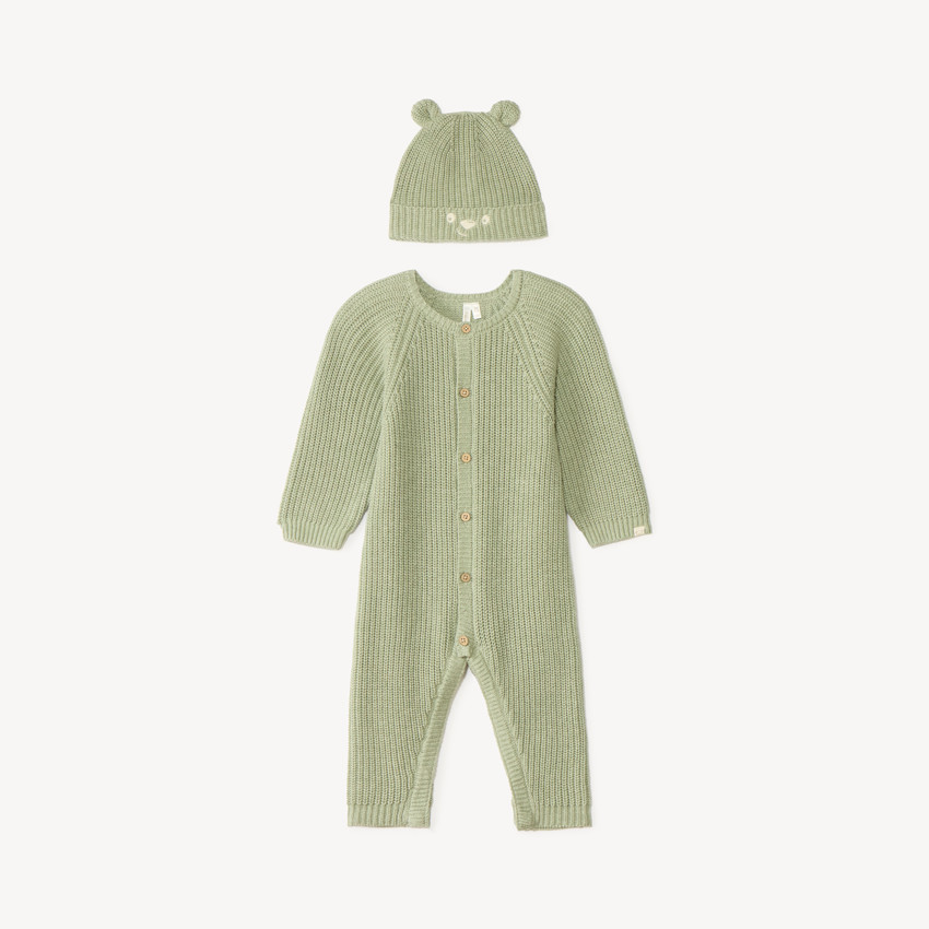 Ensemble 2 pièces combinaison + bonnet en tricot pour bébé garçon 