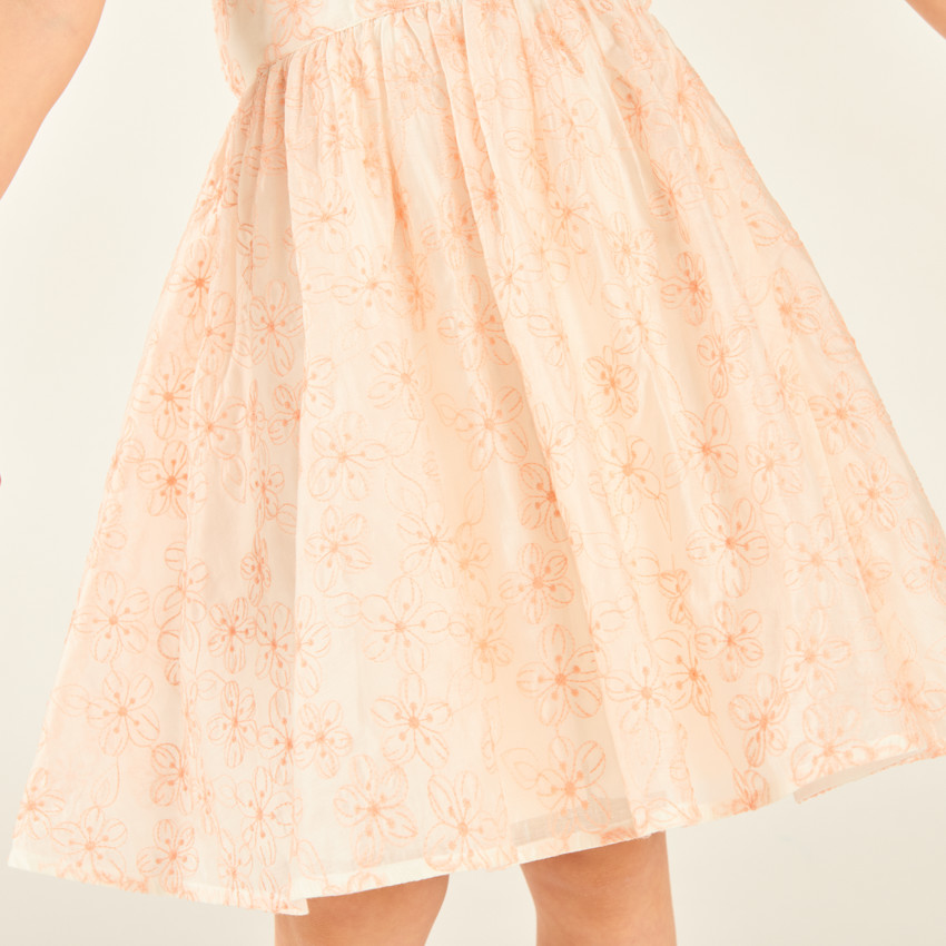 Robe bustier asymétrique avec fleurs brodées pour fille 