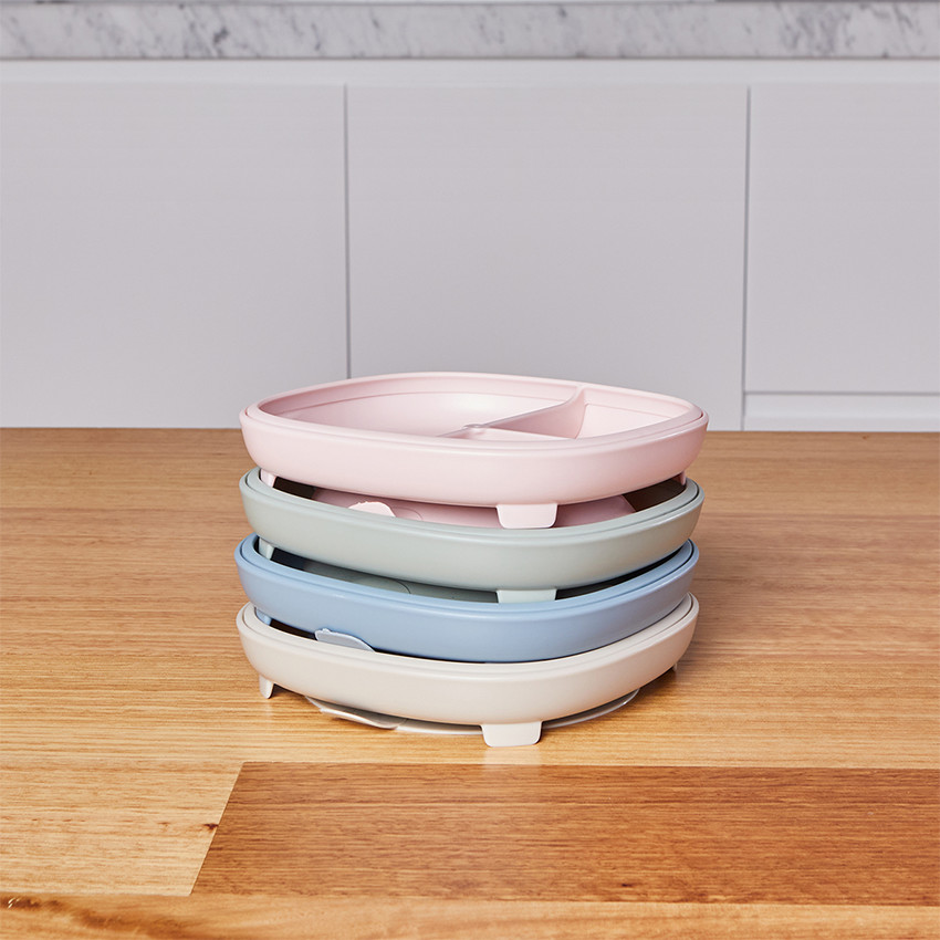 Assiette ventousée avec séparateur amovible 2 en 1 blush 