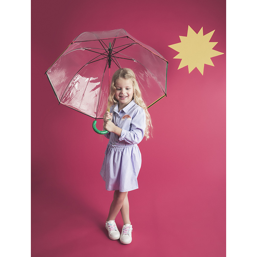 Robe chemise manches longues à rayures verticales all-over 