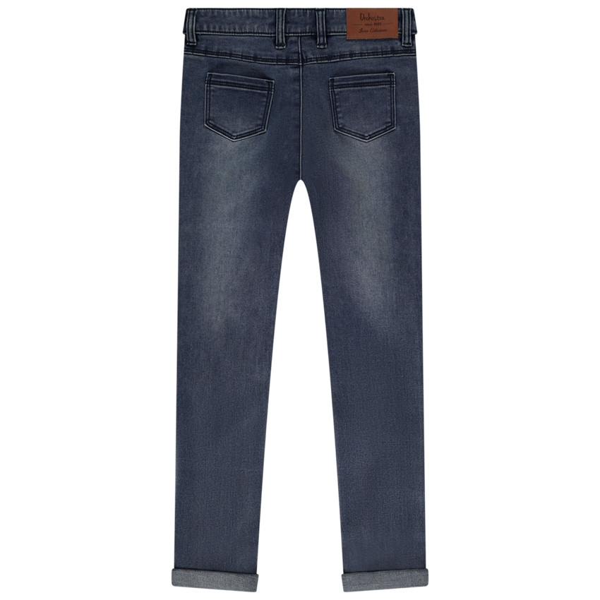 Jean skinny effet délavé avec jacron en simili cuir pour fille 