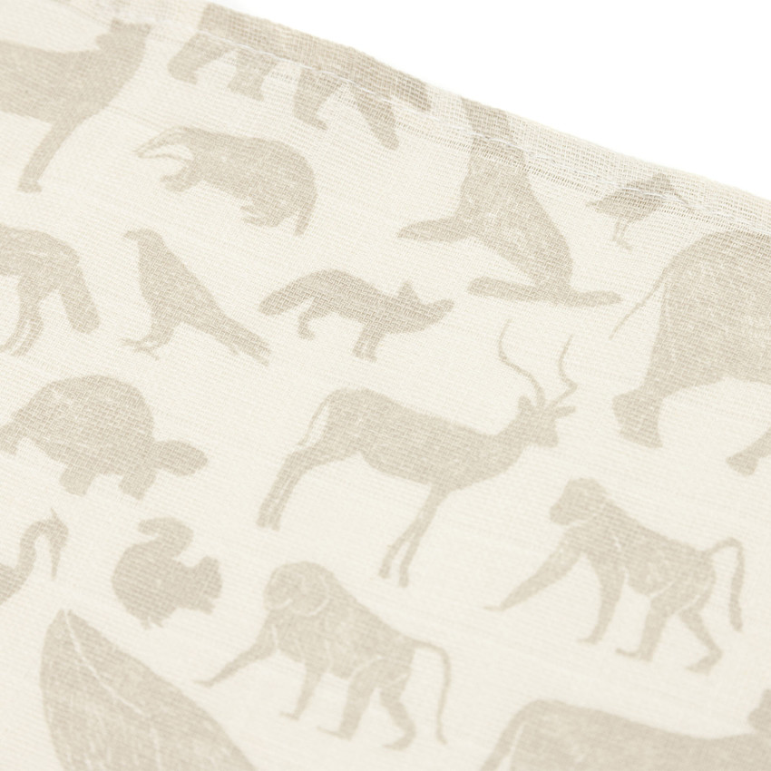 Lot de 3 langes en gaze de coton 70 x 70 cm Animals nougat 