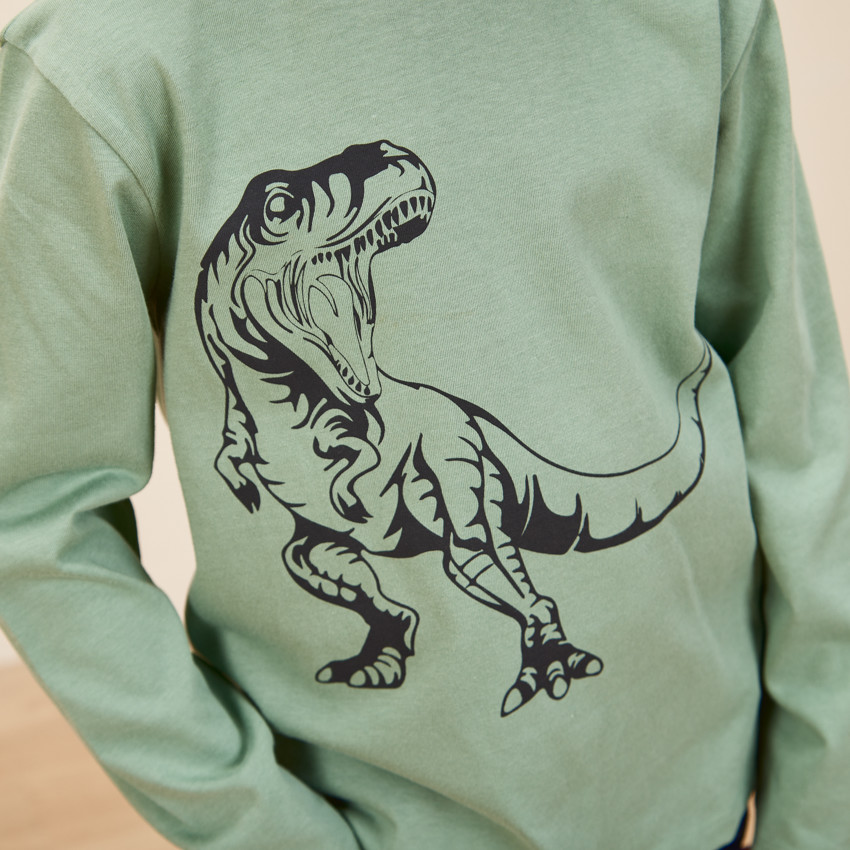 T-shirt manches longues print tyrannosaure pour garçon 