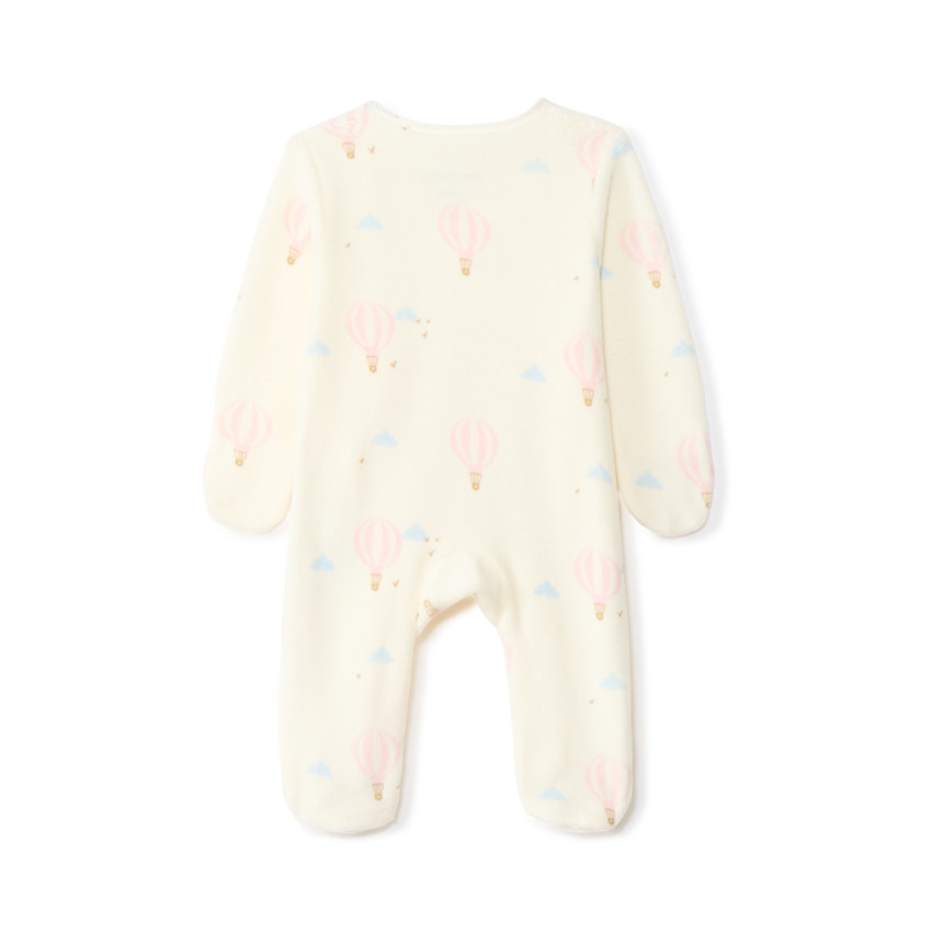 Dors-bien en velours imprimé montgolfières pour bébé fille prématurée 