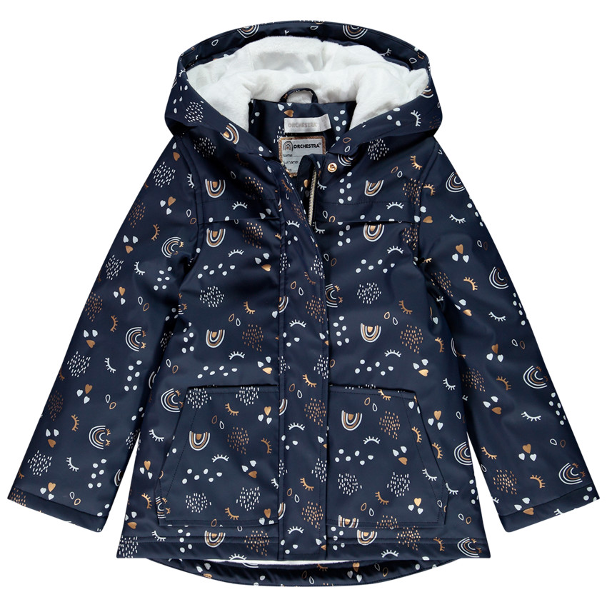 Parka gomme motif all-over doublée sherpa pour fille 