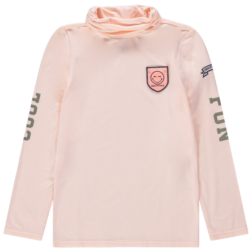 Sous-pull col cheminée à badges et inscriptions SmileyWorld 