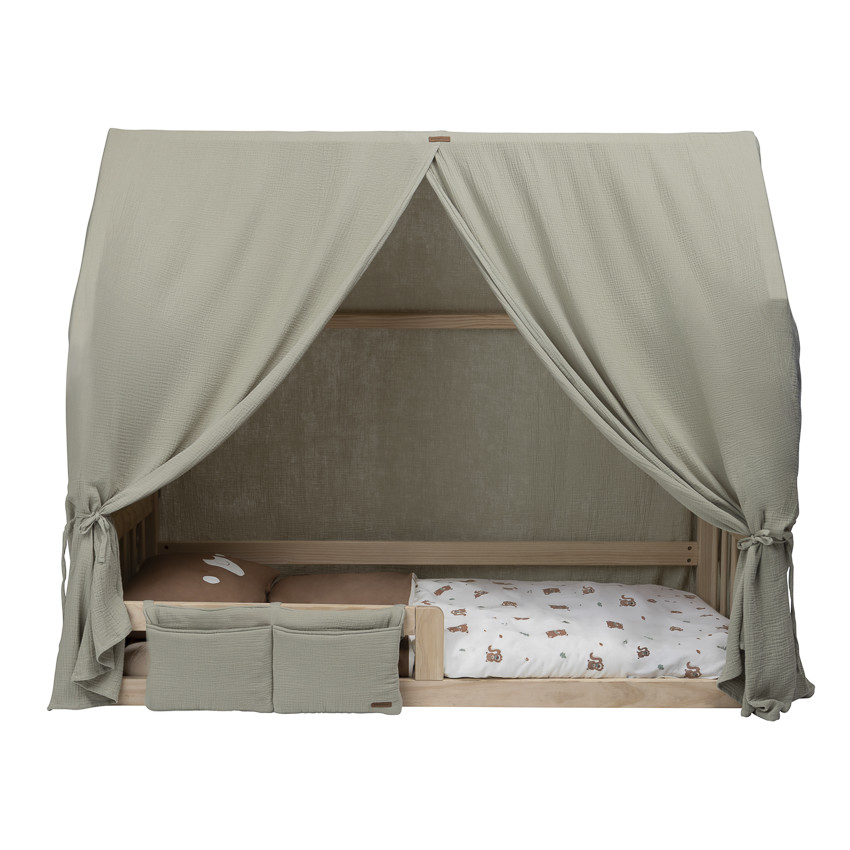 Pochette de lit à suspendre en gaze vert 