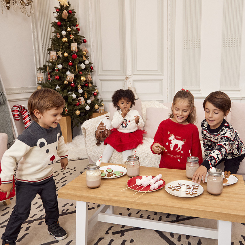 Pull en tricot print pingouin avec détails pailletés pour bébé fille 