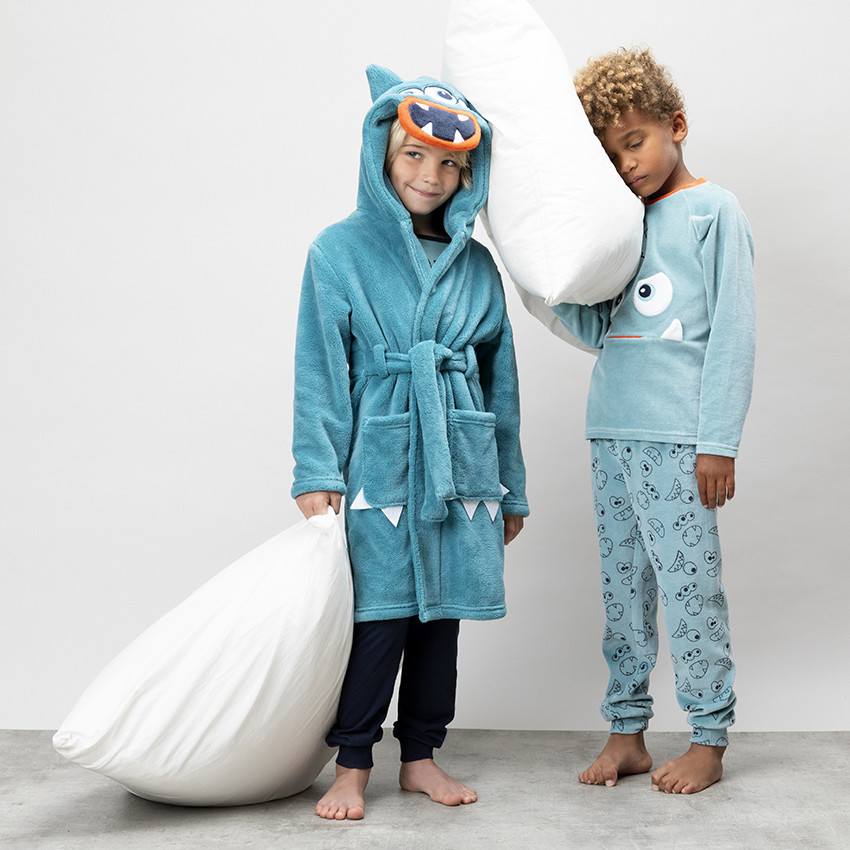 Pyjama en velours motif monstre en relief pour garçon 