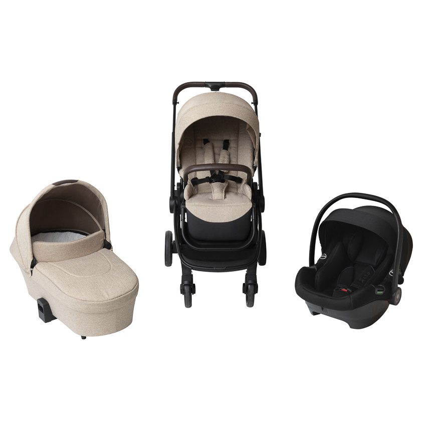 Poussette trio Alba avec nacelle beige/noir