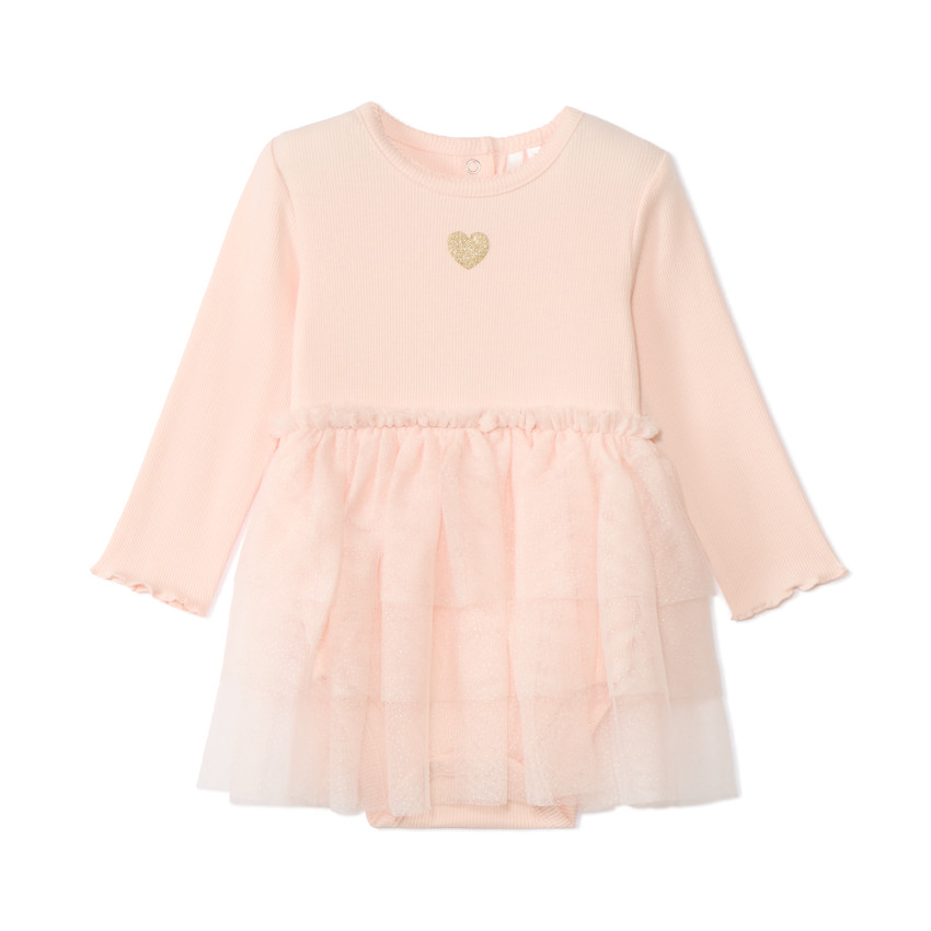 Robe body effet 2 en 1 avec tulle pailleté pour bébé fille
