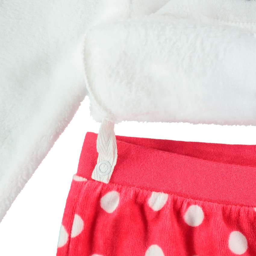 Pyjama en velours broderie Minnie Disney à pois pour bébé fille 