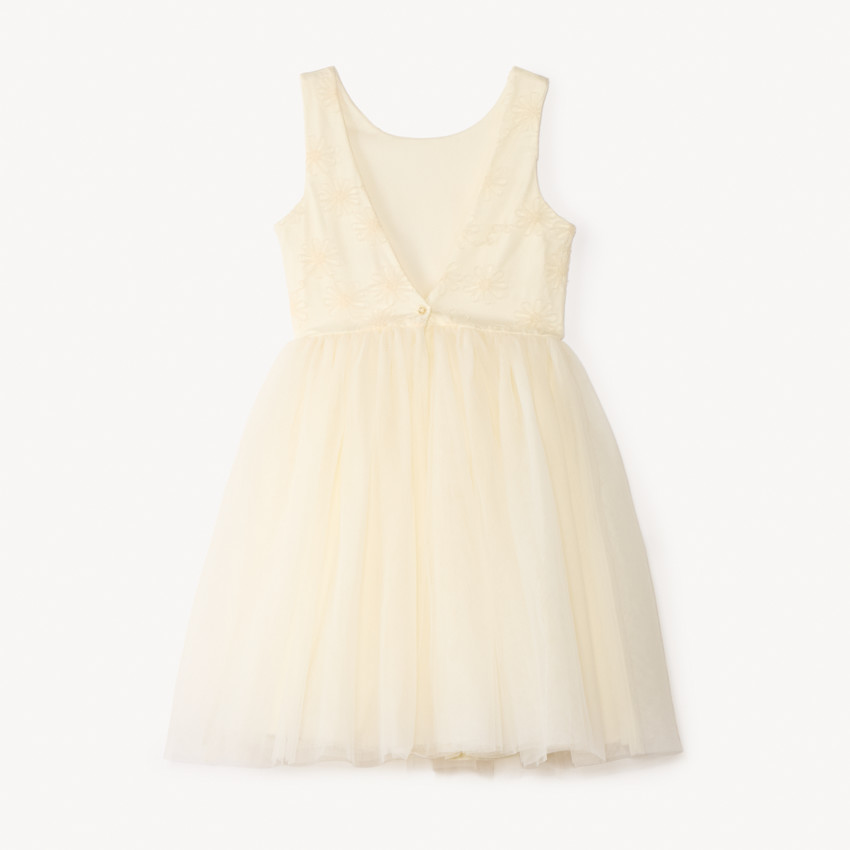 Robe de cérémonie en satin et tulle fleuri pour fille 