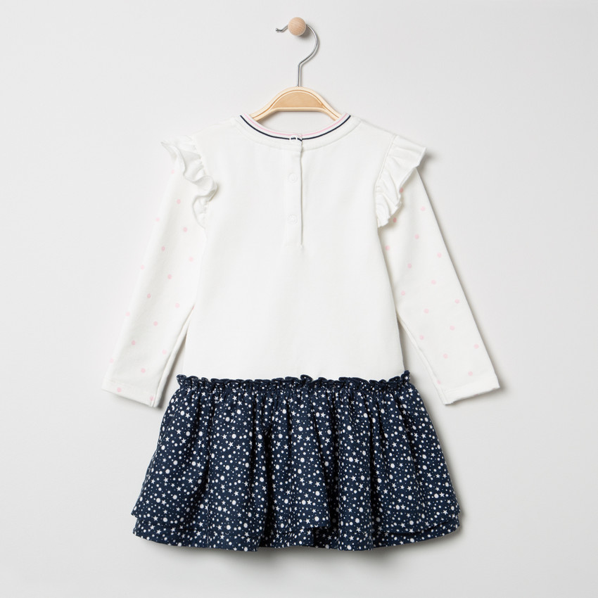 Robe effet 2 en 1 print poupée et volant imprimé 